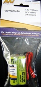 Master Instruments / Sanyo 4.8 Volt 1100mAh NiCd Rx Square Pack -JR / Hitec Plug