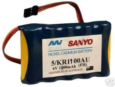 6Volt 1100mAh NiCd Rx Pack-JR/Hitec Plug