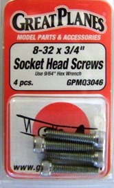 Great Planes Socket Head Cap Screws 8-32x3/4" (4)
